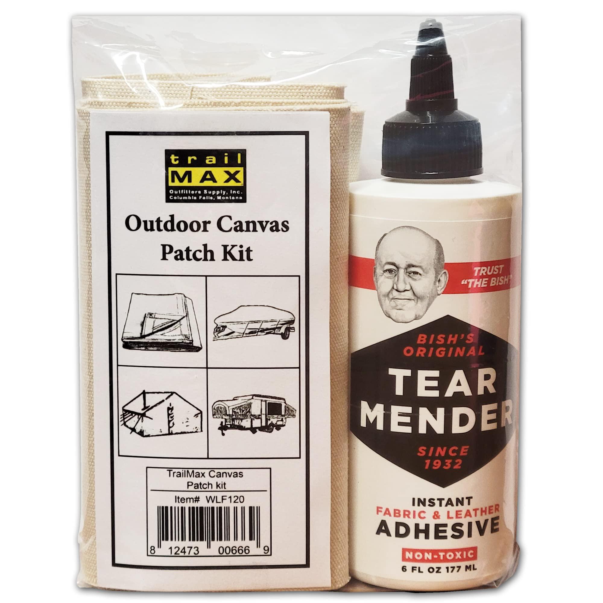 TrailMax TrailMax Outdoor Canvas Patch Kit to Repair Pop-Up Campers, Canvas Tents, Boat Covers, Tarps | 2.75 SQ Feet of 15 oz Canvas & 6oz Bottle of TearMender Fabric Glue