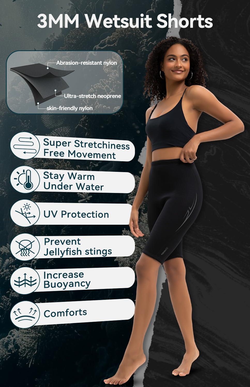 XUKER XUKER Wetsuit Shorts Women 3mm, Neoprene Shorts Womens Wet Suits for Water Sports Pool Swimming Snorkeling Floating Canoeing Aerobics