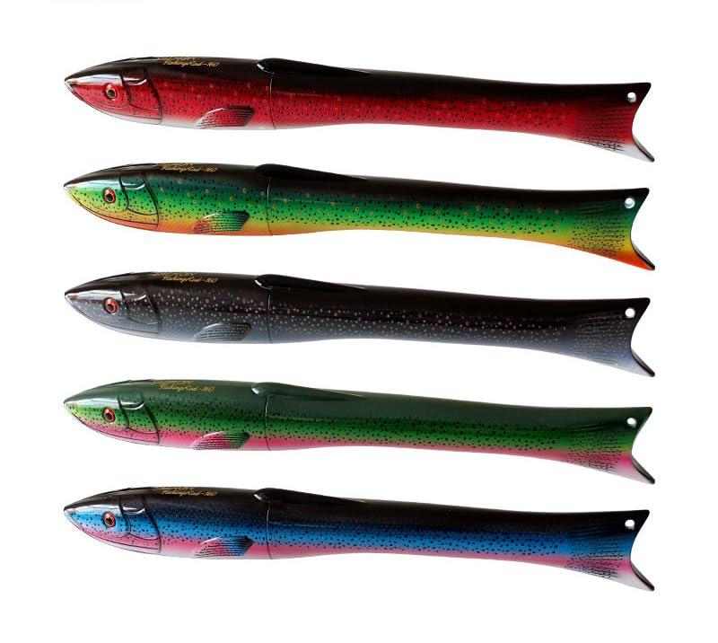 KTGCOZS KTGCOZS 1.6m Personality Telescopic Carbon Fishing Rod Fish Shaped Mini Pocket Pen Sea Ice Fish (Blue)