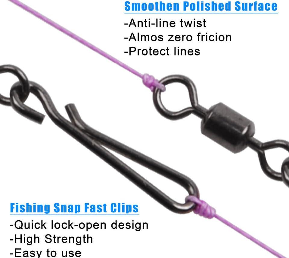 KTGCOZS KTGCOZS Pack of 50 Rolling Swivel with Hanging snap Fishing Tackle fishhooks Connector (2# 50pcs)