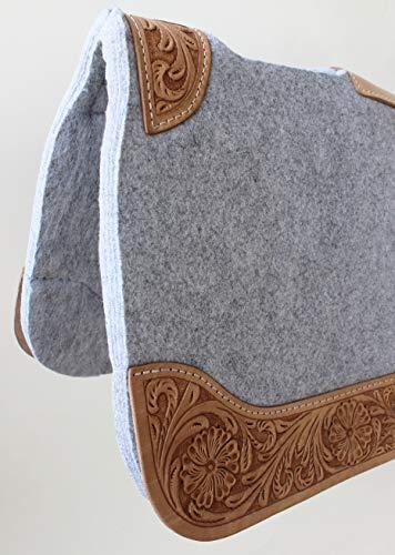 CHALLENGER CHALLENGER Horse Saddle PAD Western Contoured Mohair Wool Felt Moisture Wick Grey 39RT03GR