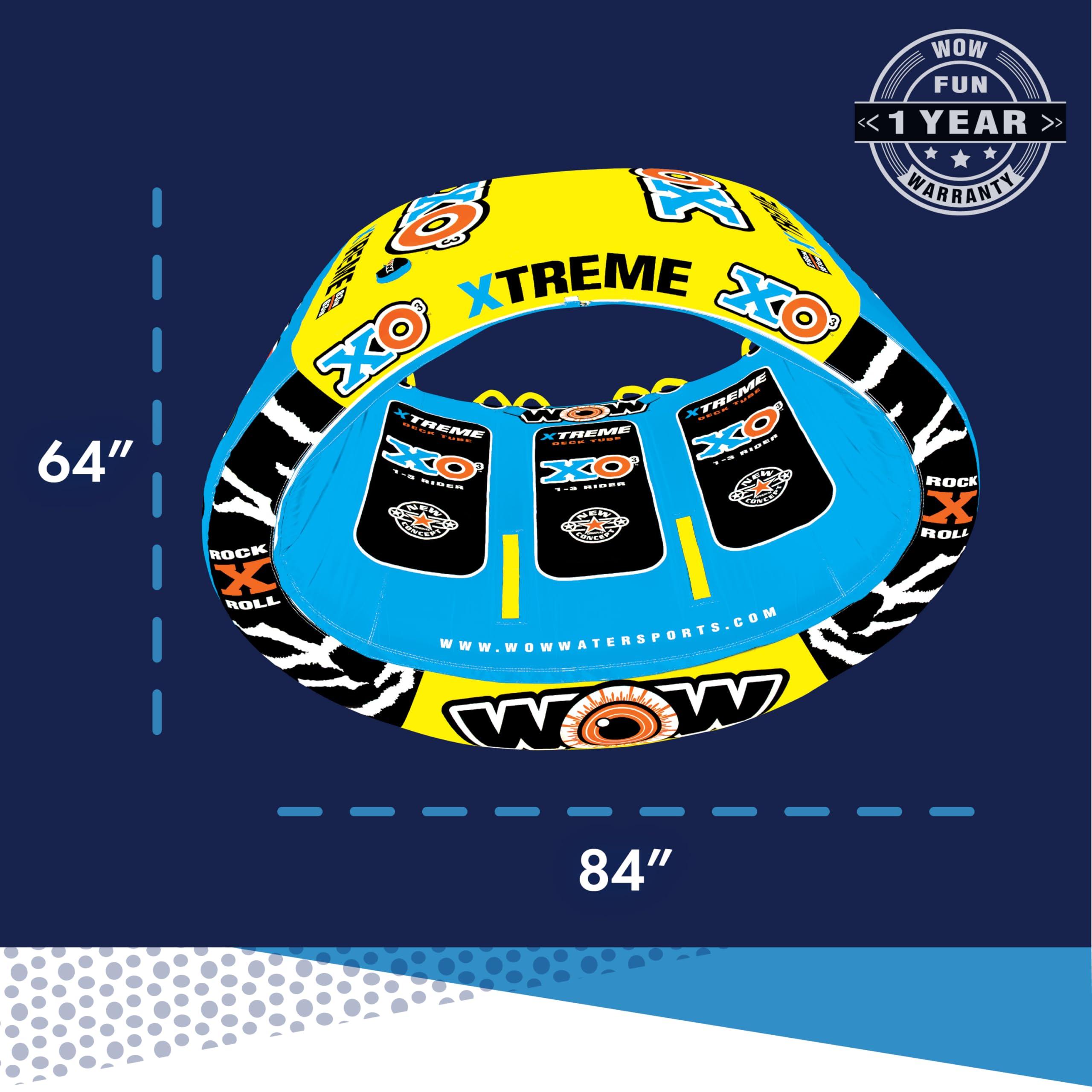 WOW Sports Wow Sports XO Xtreme Oval Towable Tube for Boating 1-3 Person 510 lbs Capacity Inflatable Boat Tube for Lake Sports Heavy Duty Nylon Cover Kids & Adults