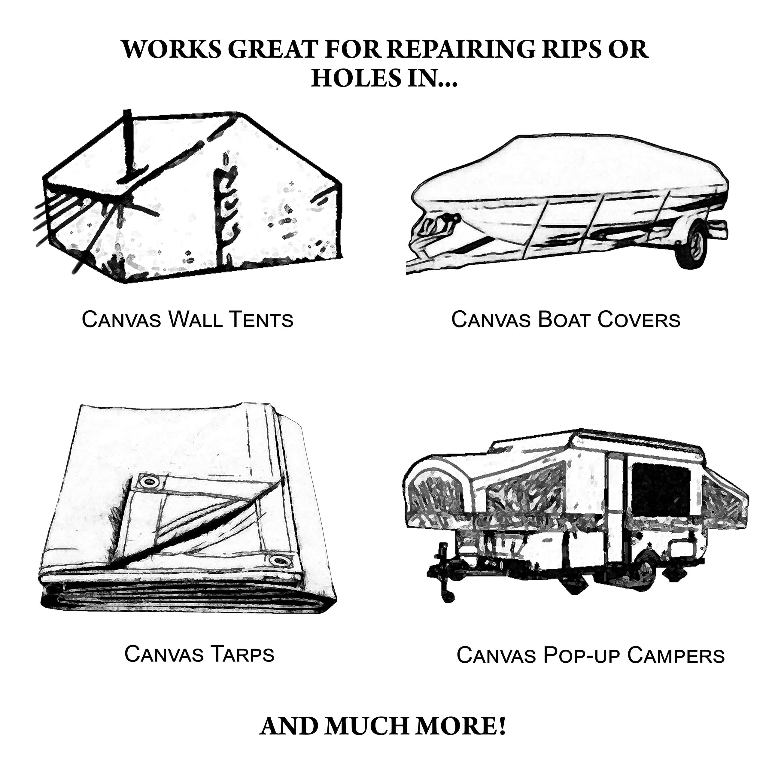 TrailMax TrailMax Outdoor Canvas Patch Kit to Repair Pop-Up Campers, Canvas Tents, Boat Covers, Tarps | 2.75 SQ Feet of 15 oz Canvas & 6oz Bottle of TearMender Fabric Glue