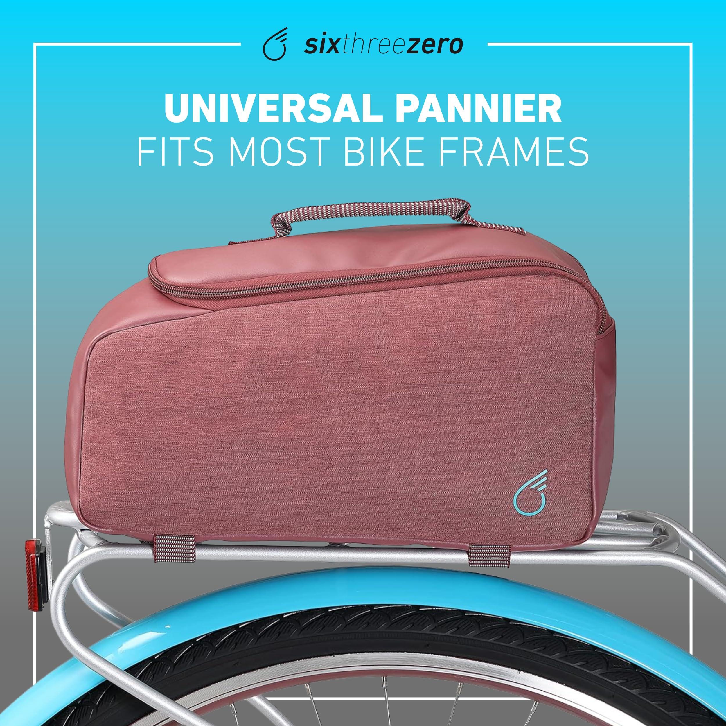 sixthreezero sixthreezero Bike Bag for Rear Rack, Waterproof Universal Bicycle Pannier for Storage, Cargo Trunk with Carry Handle, Burgundy w/Teal