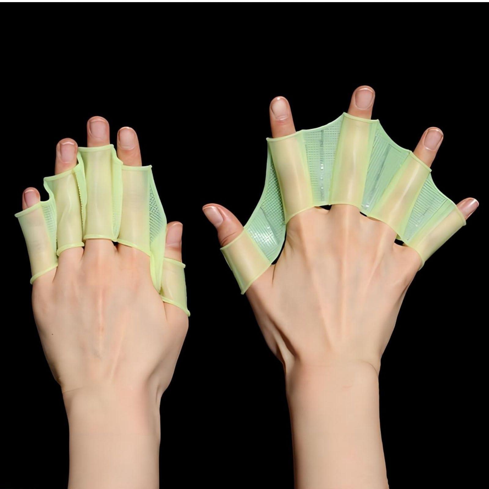 Luxetoys A Pair of Swimming Webbed Fingers and Webbed Hands with Silicone Swim Gear for Easier Swim (Yellow, S)