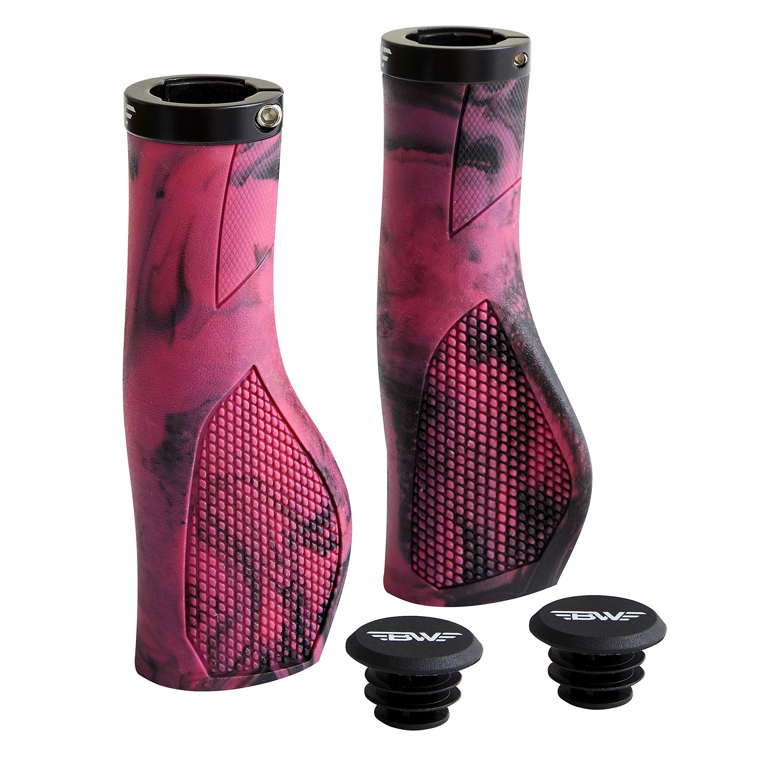 BW USA BW USA Ergo-Lock 2.0 Grips Dual Lock-On MTB Bike Handlebar Grips - Pink/Black