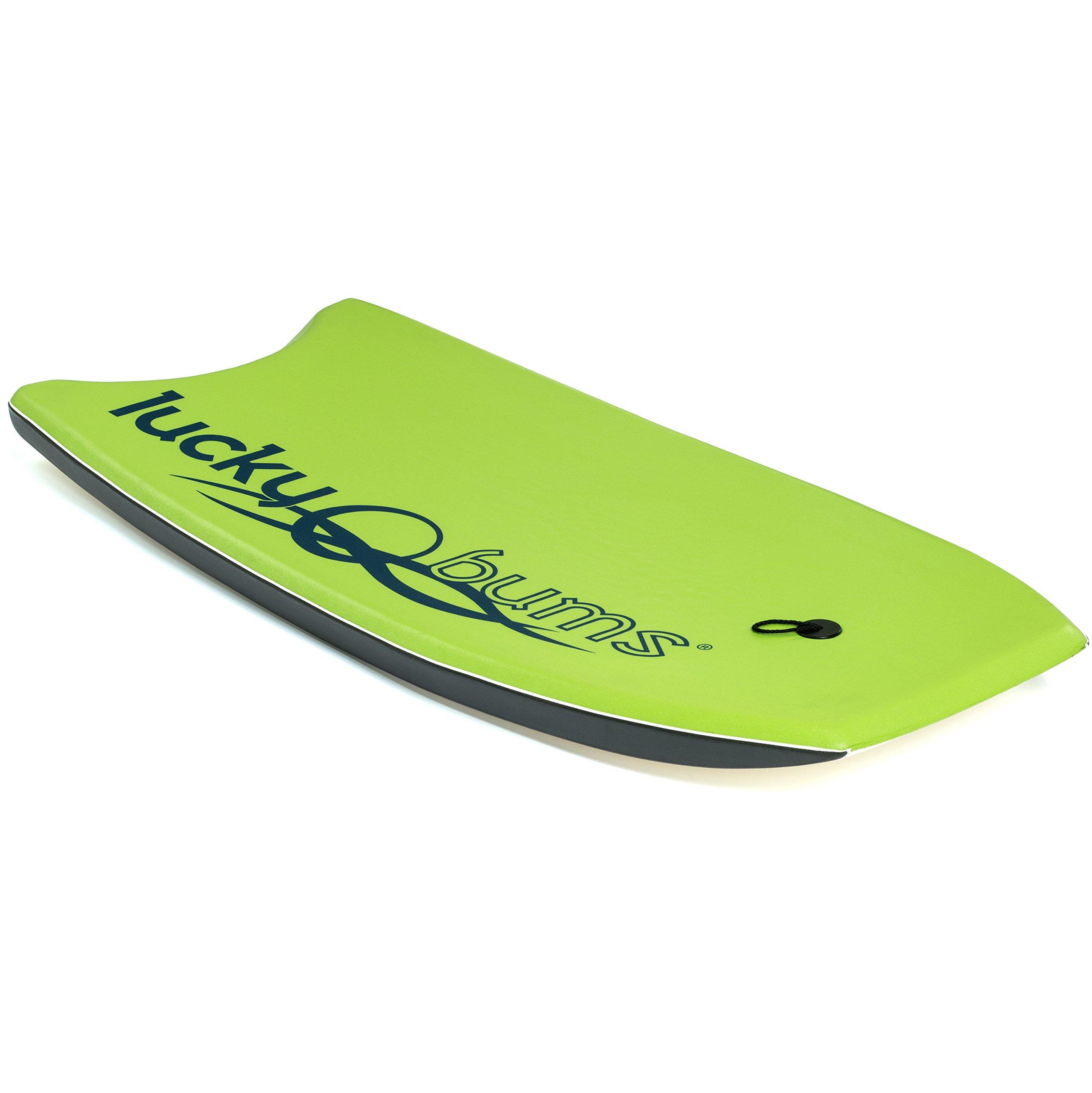 Lucky Bums Lucky Bums Boogie Board for Kids and Adults - Body Boards for Beach, River, & Lake, Mini Wakeboard with EPS Core Slick Bottom and Leash, Green, 37-inch