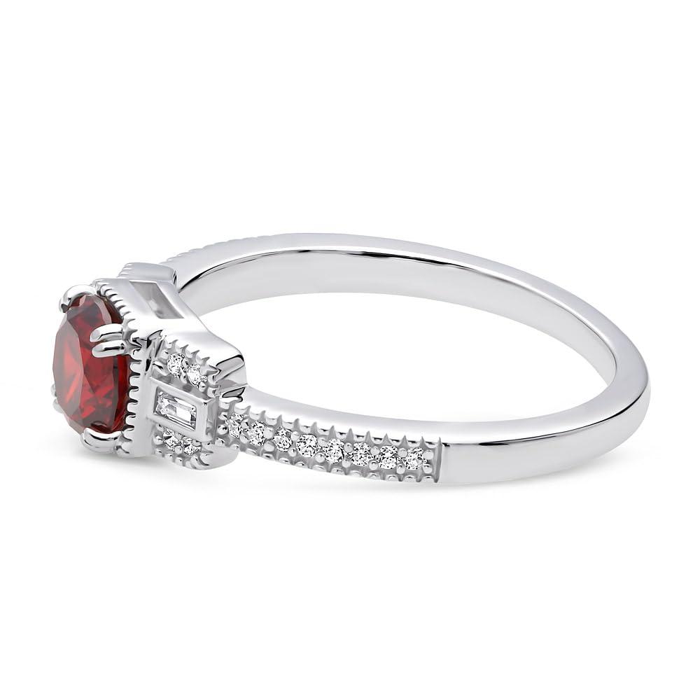 BERRICLE BERRICLE Sterling Silver Vintage Inspired Art Deco Red Cubic Zirconia CZ Fashion Ring for Women, Rhodium Plated Size 6
