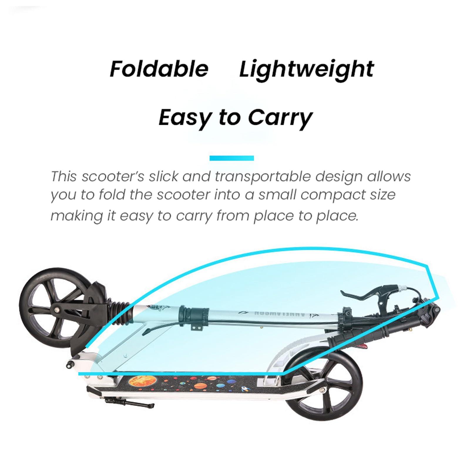 GLDDFDG GLDDFDG Kick Scooter for Kids Ages 8-12 & Scooter for Teens 12 Years and Up-Dual-Brake with Dual Shock-Absorbing-2 Wheel Scooter for Boys & Girls-Foldable Kick Scooter Adult-Up to 300 Lbs,Black