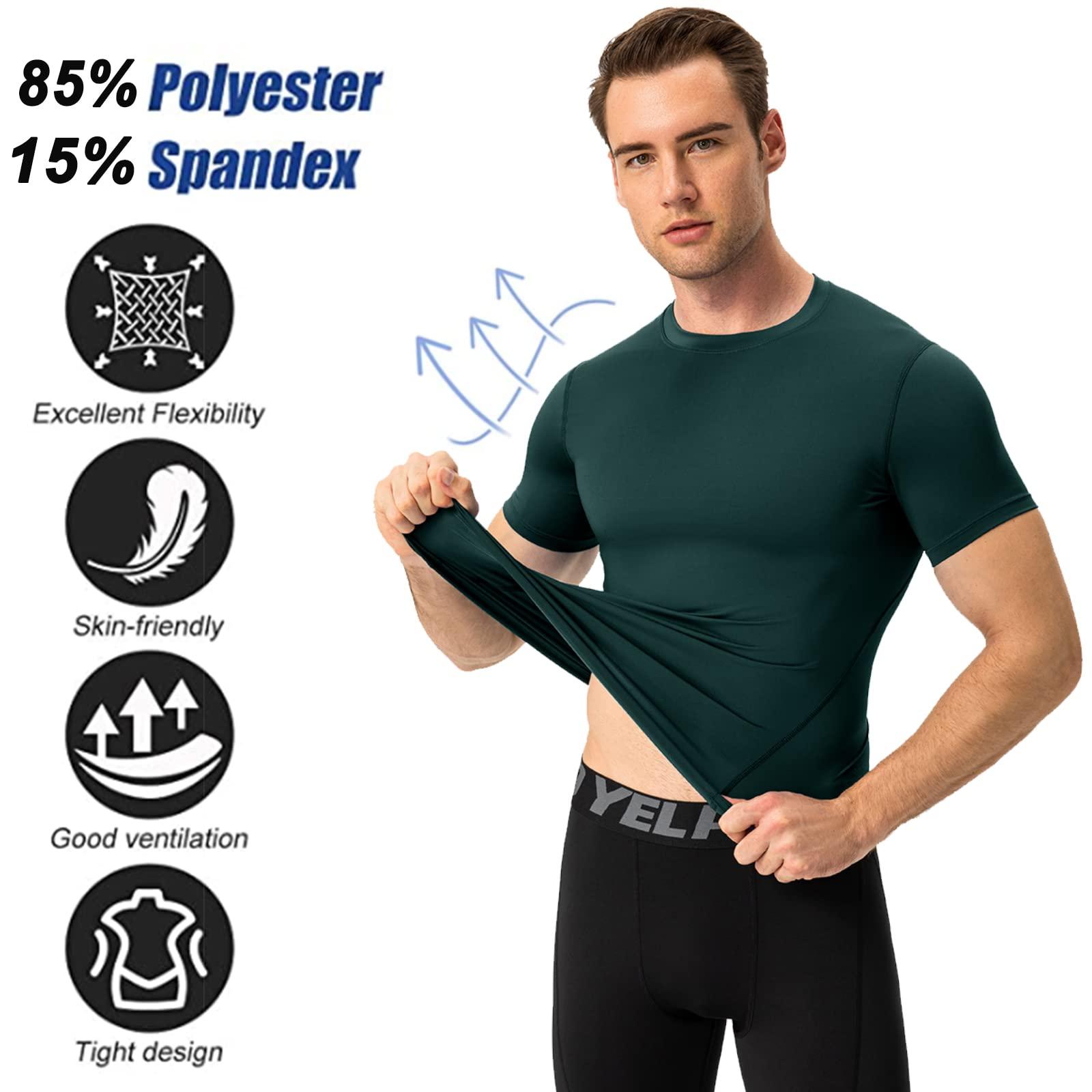 SPVISE SPVISE Dark Green Men's Compression Shirts Short Sleeve Cool Dry Athletic Workout Gym T-Shirt Top Activ Base Layer Undershirt