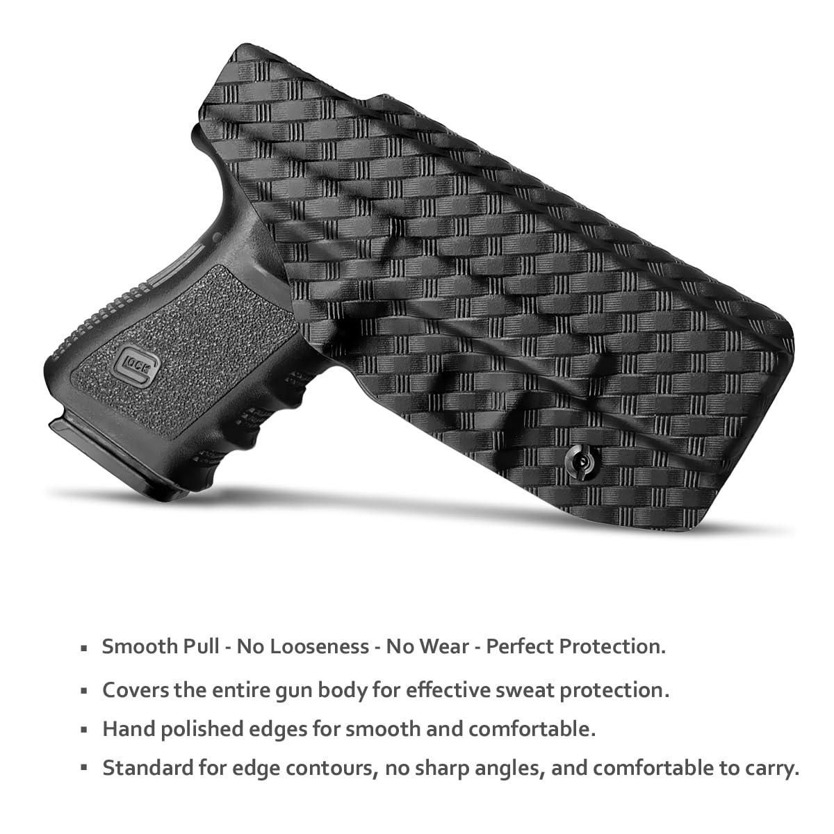 POLE.CRAFT Glock 19 Holster, Carbon Fiber Kydex Holster IWB for Glock 19 19X 23 25 32 45 (Gen 3 4 5) PistolInside Waistband Concealed CarryAdj. Cant RetentionCover Mag-ButtonPOLE.CRAFT (Black, Left Hand)