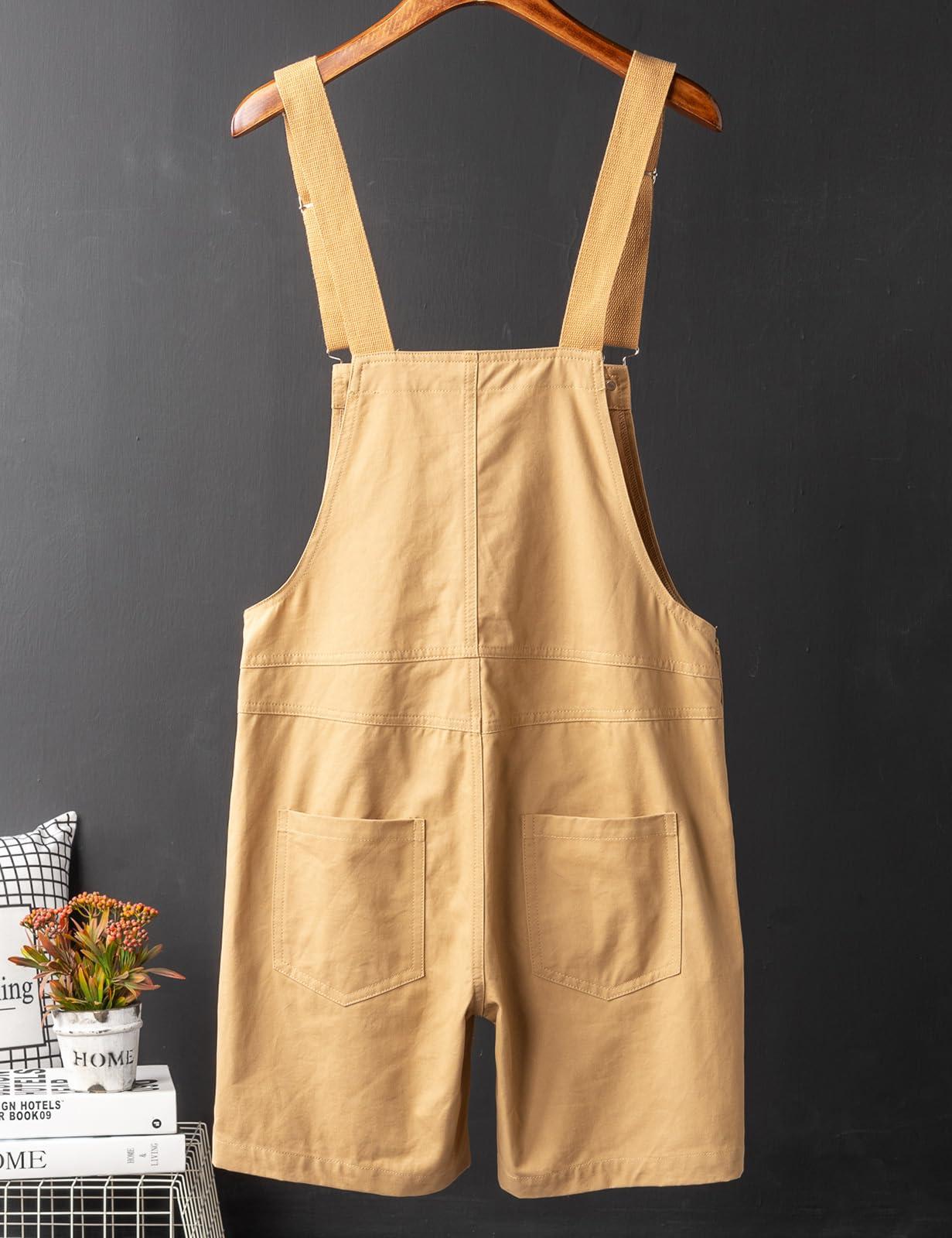 GINZOUS GINZOUS Men's Y2K Fancy Color Bib Overalls Shorts Size 32 Khaki