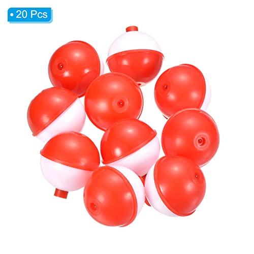 PATIKIL PATIKIL 1.75 Inch Fishing Bobber, 20 Pack Hard ABS Push Button Round Buoy Fishing Float Tackle, Red and White