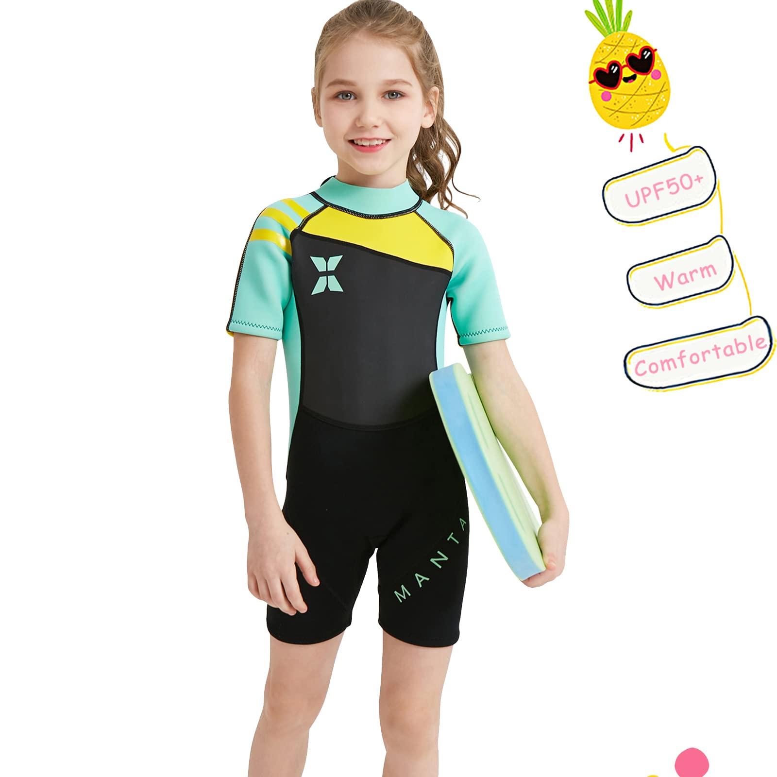 NATYFLY NATYFLY Kids Wetsuit, 2.5mm Neoprene Thermal Swimsuit, Shorty Wetsuit for Girls Boys and Toddler, Short Sleeve Kids Wet Suits for Swimming