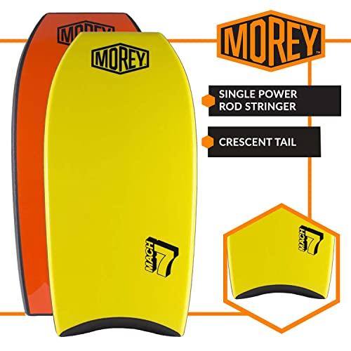 Morey Morey Mach 7 Bodyboard - PE Core, TC8 Deck, HDPE Slick, Single Power Rod Stringer, Crescent Tail, with Channels for Bodyboarding Surfing Waves Ocean Summer Fun Beach (42")