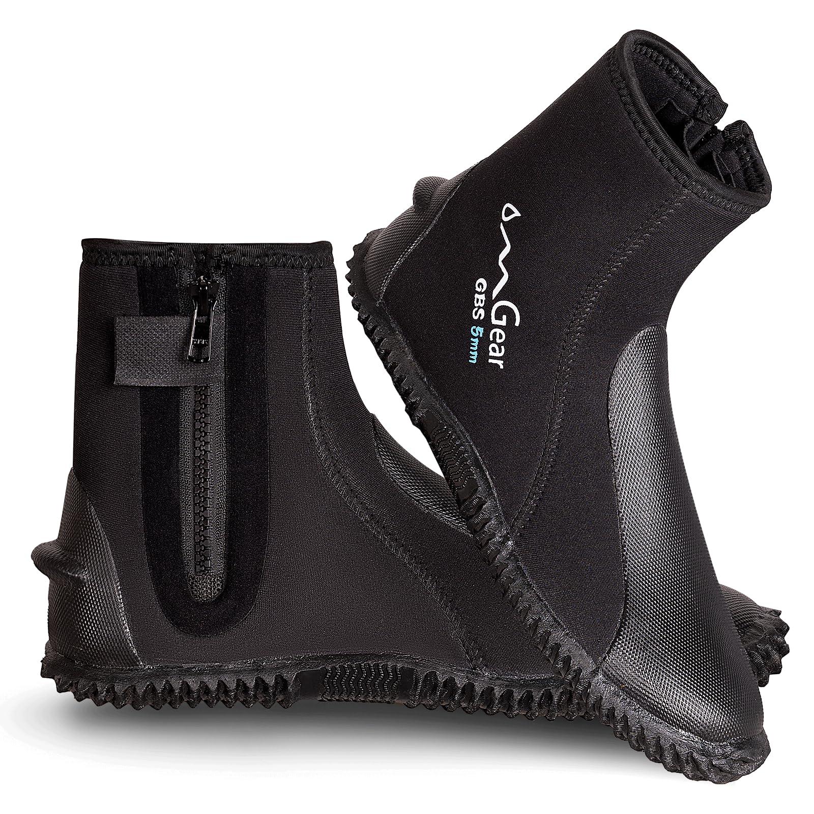 OMGear OMGear Neoprene Diving Boots 3mm 5mm Water Boots Dive Fins Booties with Rubber Sole Snorkeling Gear Surfing Scuba(5mm BlackXS(Men7/Women8))