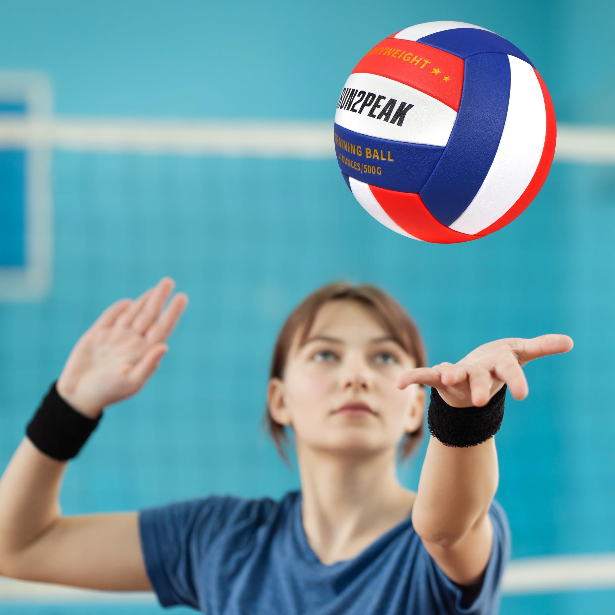 RUN2PEAK RUN2PEAK Heavy Weight Volleyball Setter Training Ball 1.1 Lbs/ 500 G Official Size 5 Volleyballs PU Practice Volley Balls for Indoor Rebounder Equipment Setters Weighted Volleyball Setting Trainer