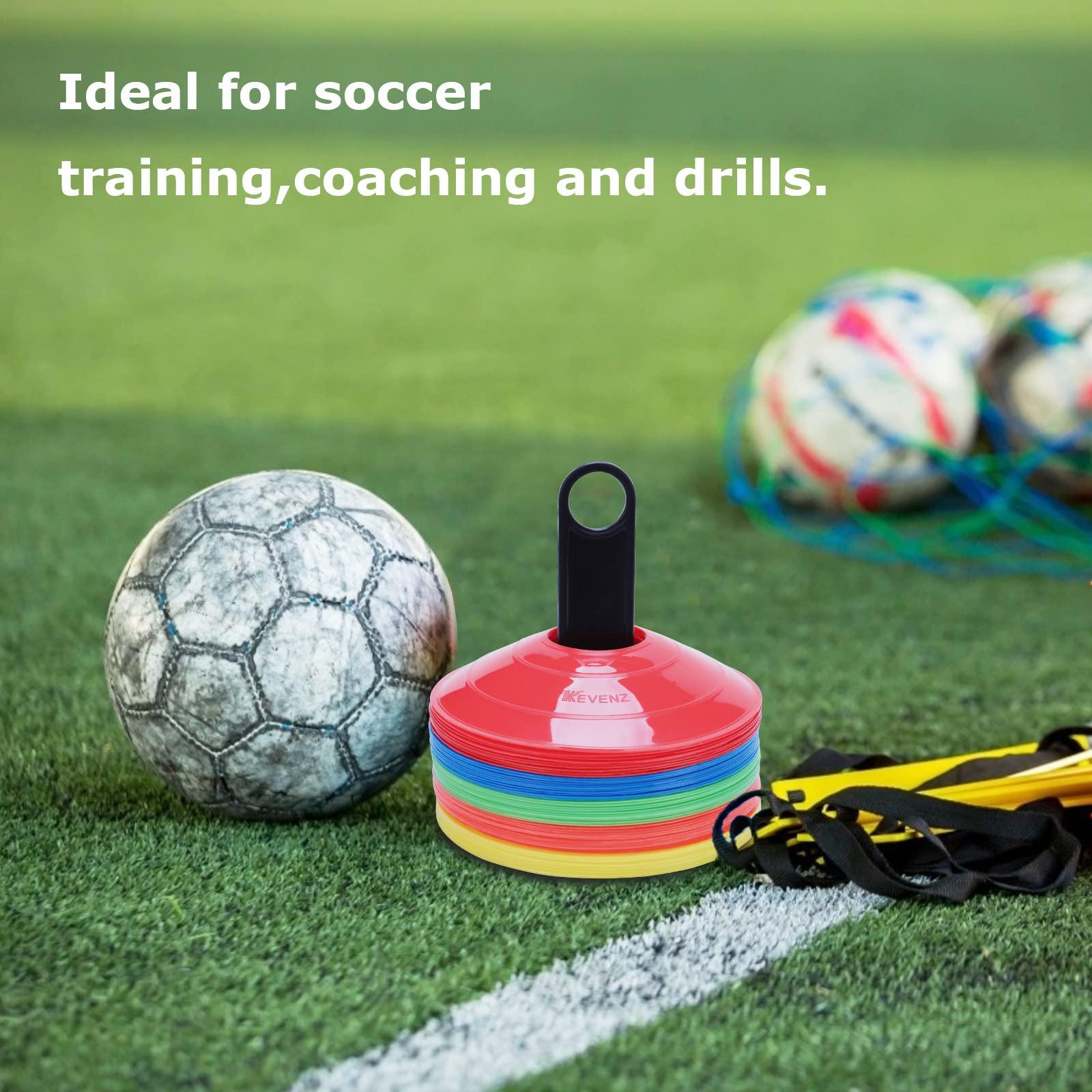 KEVENZ KEVENZ Soccer Cones, Pack of 50 Agility Training Disc Cones for Sports, Multicolor Field Marker for Soccer, Football and More
