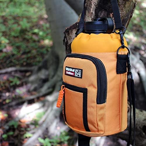 Wild Wolf Outfitters Wild Wolf Outfitters Water Bottle Holder for 64oz Bottles Orange - Carry, Protect and Insulate Your Best Flask with This Carrier w/ 2 Pockets & an Adjustable Padded Shoulder Strap