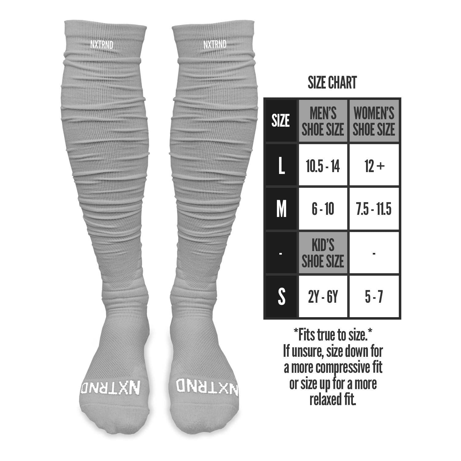 NXT NXTRND Nxtrnd XTD Scrunch Football Socks, Extra Long Padded Sport Socks for Men & Boys (Grey, Y)
