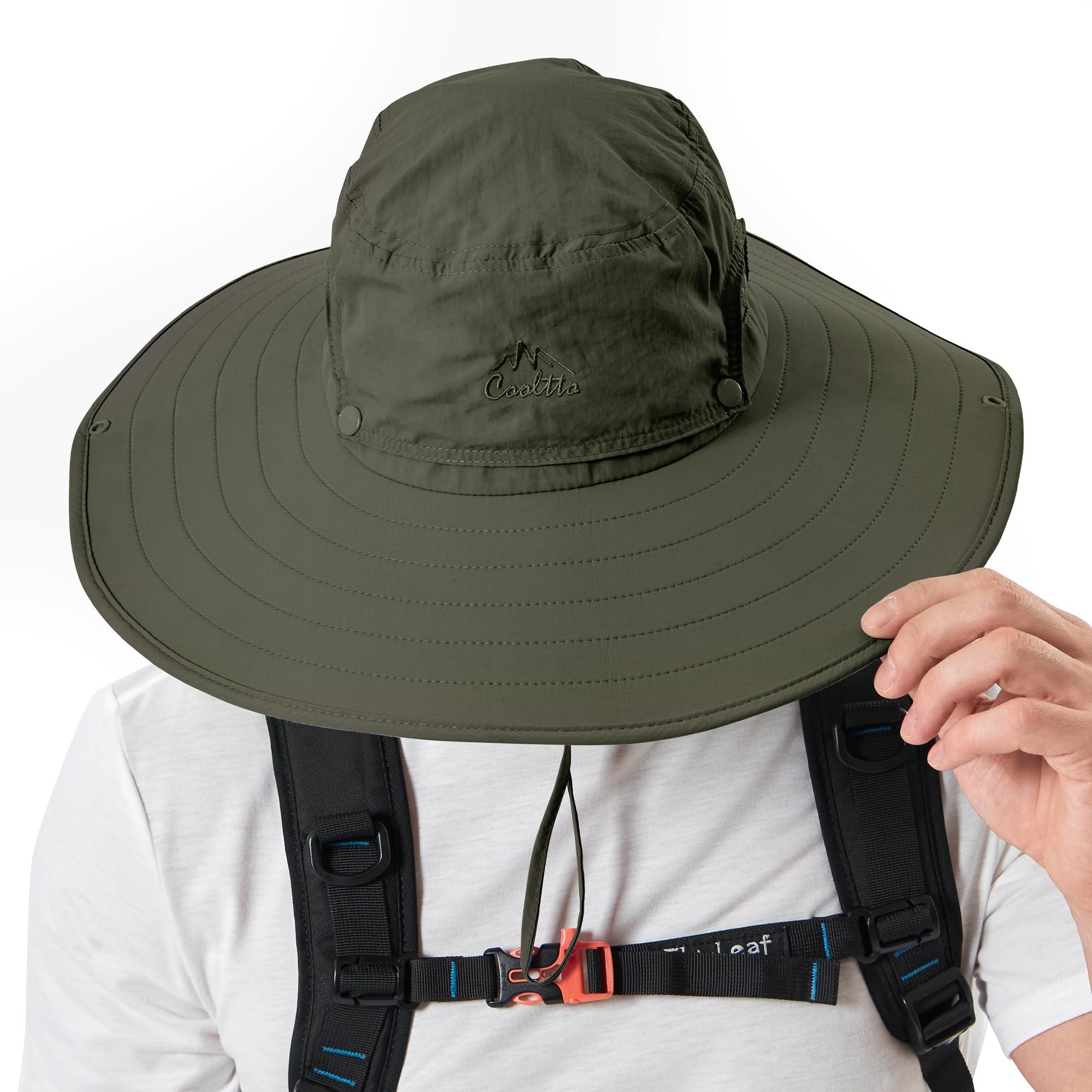 Cooltto Cooltto Wide Brim Sun Hats with Waterproof Breathable for Fishing, Hiking, Campingfor Men Women Kids Army Green