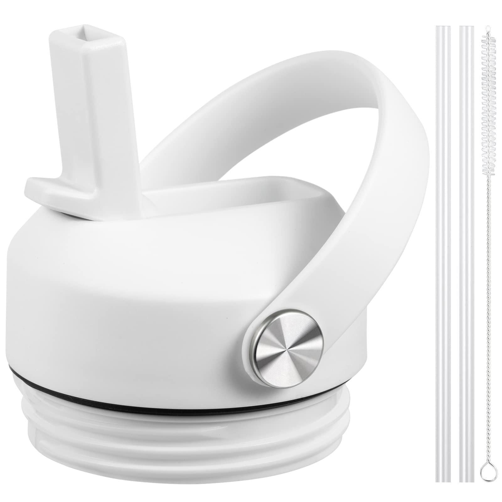 FLORAPELL Straw lid for Yeti Rambler 18 26 36 64 oz, Lid with Straws and Flexible Handle, Replacement Cap for Yeti 18oz 26oz 36oz 64oz Rambler Water Bottle Straw Cap (Black+White - 2 Pack)
