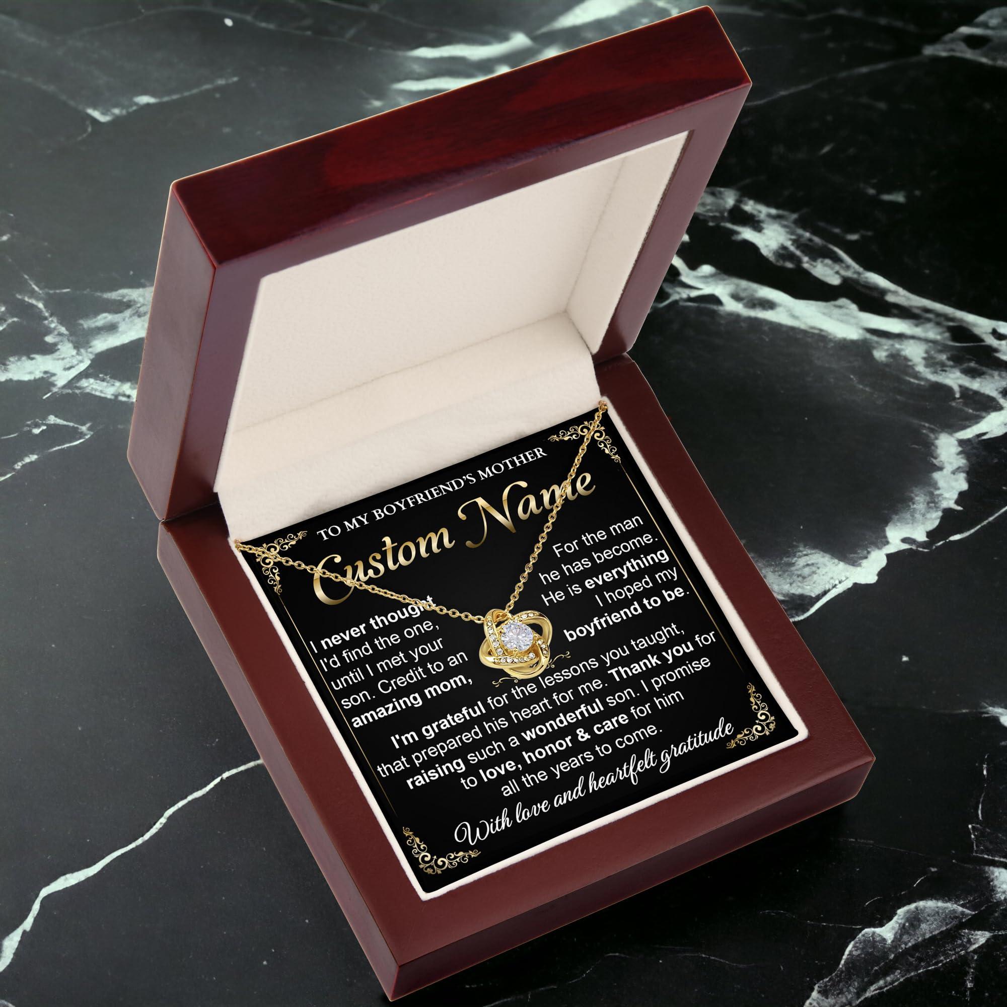 Chiside Custom To My Boyfriends Mom Necklace, Boyfriend Mom Necklace From Girlfriend, Christmas Gifts For Boyfriends Mom, Mothers Day Gifts For Your Boyfriends Mom, Birthday Necklace Gifts For Boyfriends Mom