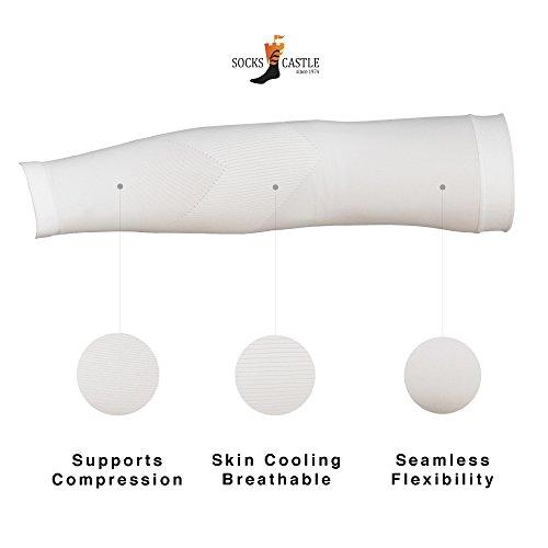 Mipan GamsungTex Mipan GamsungTex ARM Sleeves for Men and Women UV Cut Flexible & Durable by SOCKSCASTLE Aqua X (White 6 Pair)