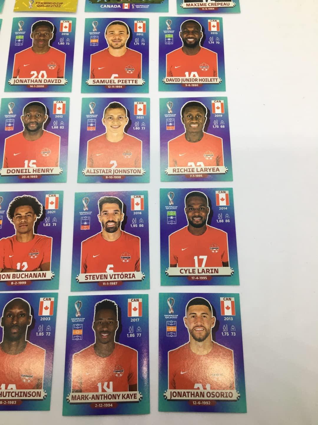 Generic Canada Soccer Team Set 2022 Panini Stickers World Cup Canada 20 Players Complete Set