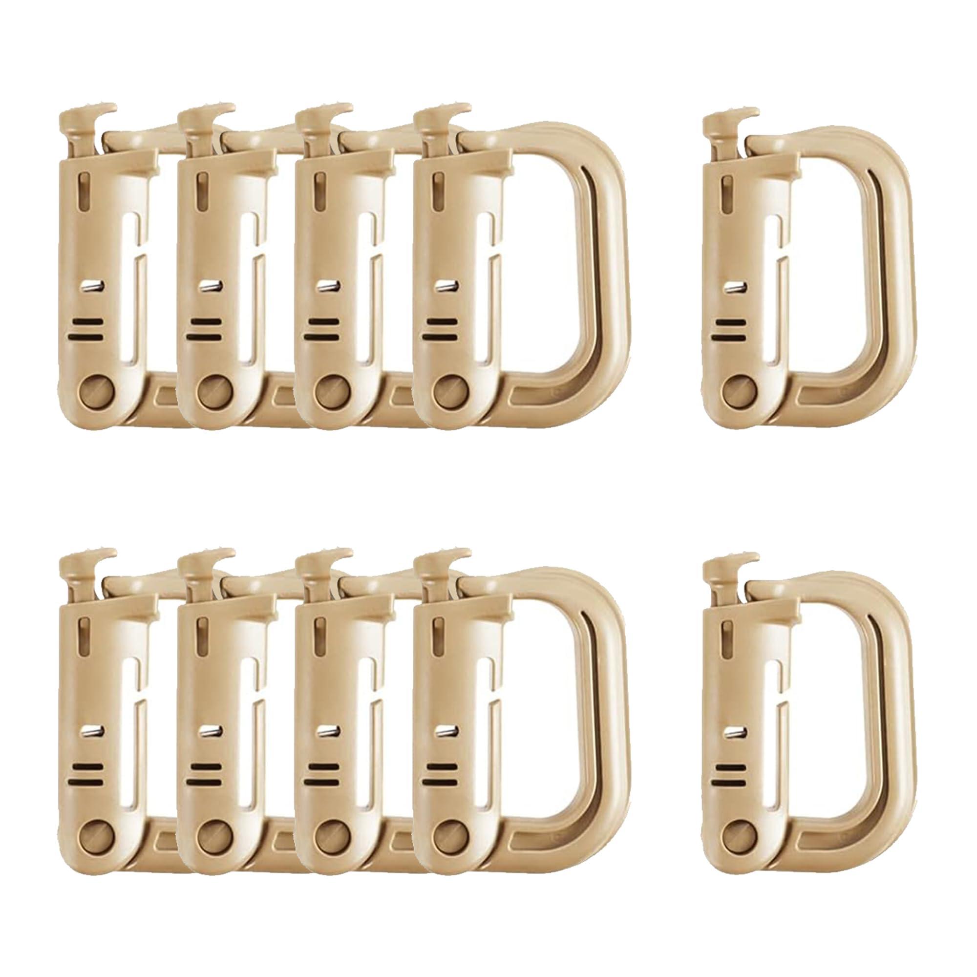LULUQUEEN 10 Pcs Multipurpose D-Ring Grimlock Locking Hanging Hook Tactical Link Snap Keychain for Molle Webbing
