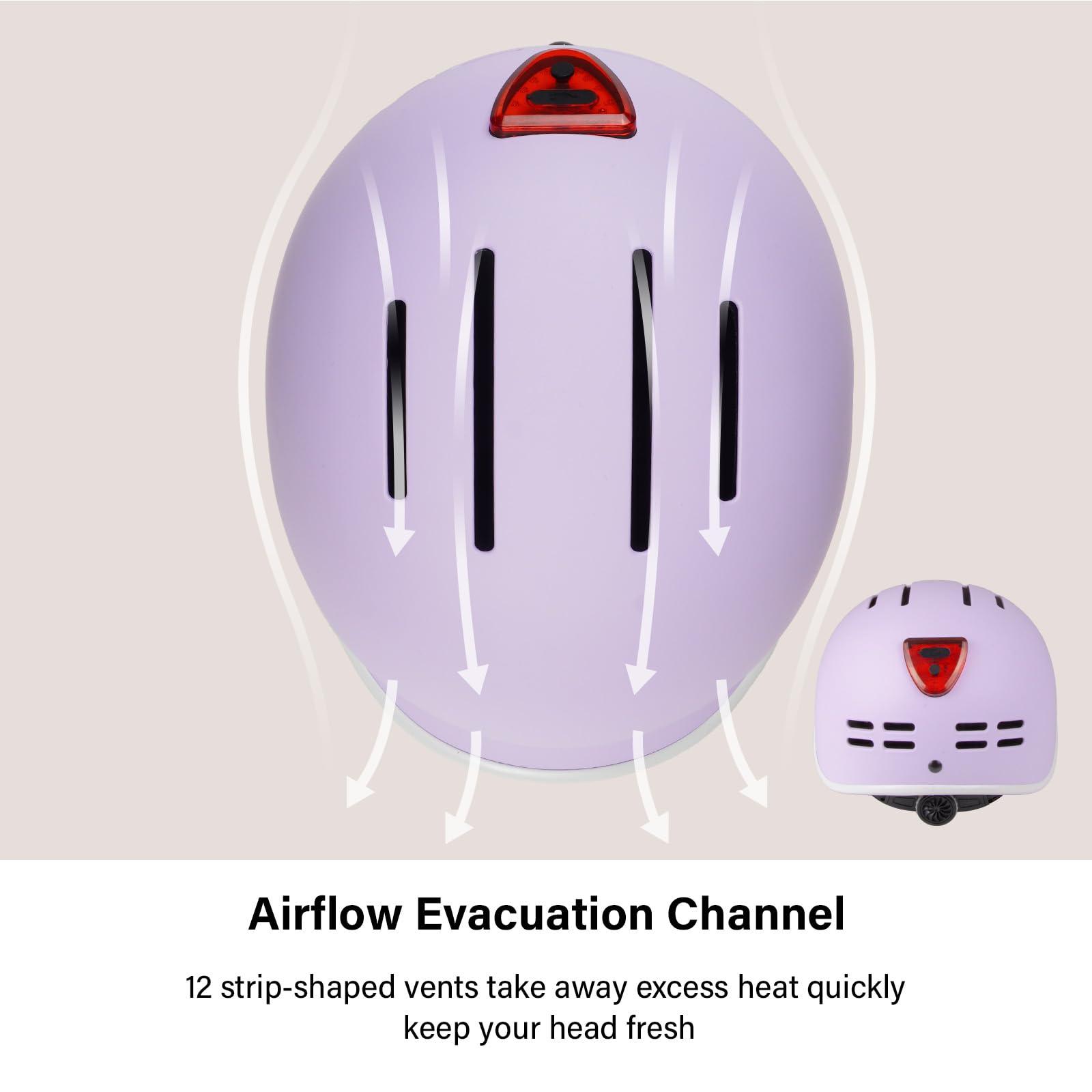 EXCLUSKY Exclusky Bike Helmet for Adults,Adjustable Cycling Helmet for Men & Women Safety Certified Bicycle Helmet for Commuting, Road Biking, Skating with USB Rechargeable Rear Light