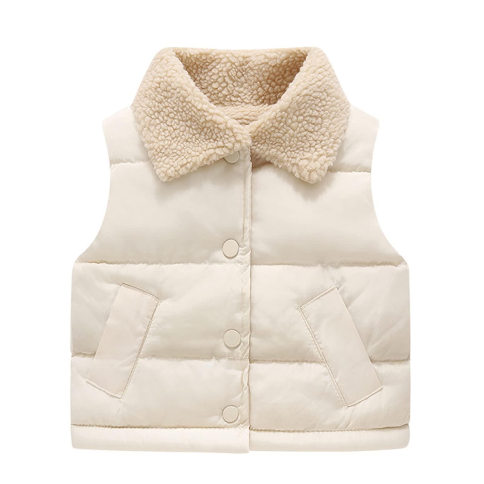 NineFit Basics Toddler Baby Boys Girls Sleeveless Jacket Vest Winter Solid Down Coats Ears Hooded Outer Outwear (White#02, 2-3 T)