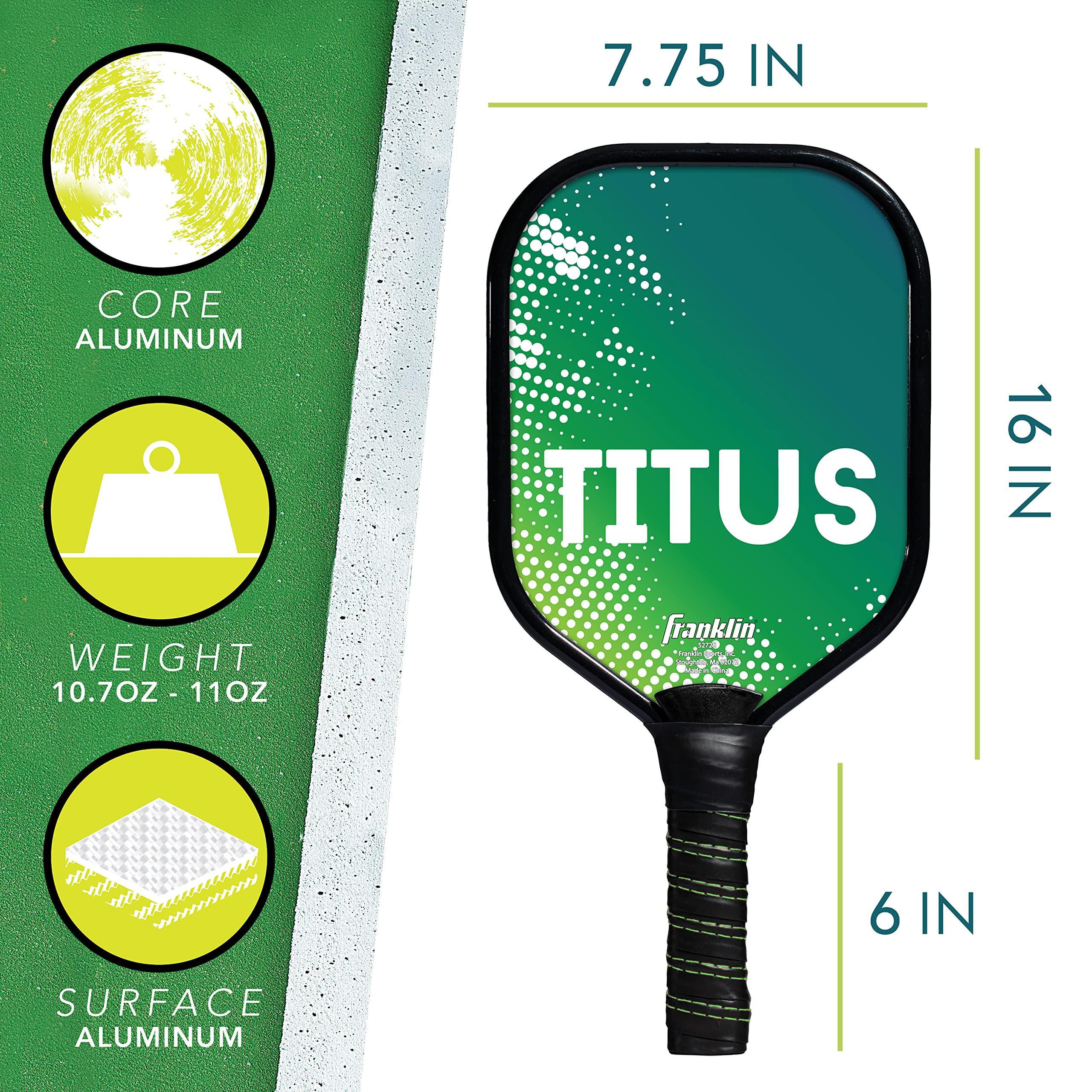 Franklin Sports Franklin Sports Pickleball Paddle - Aluminum Pickleball Racket - Titus - Green - USA Pickleball (USAPA) Approved - 8mm Thick Core
