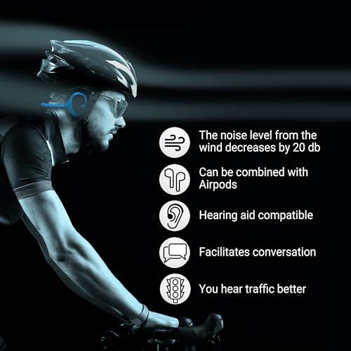 Windfree Cyclist Wind Deflector Ear Muffs for Noise Reduction Earmuffs, Cycling Ear Wind Deflectors for Ear Wind Protection, Sensory Headphones for Hearing Aids Users Tinnitus Over-Ear Headphone (WHITE)