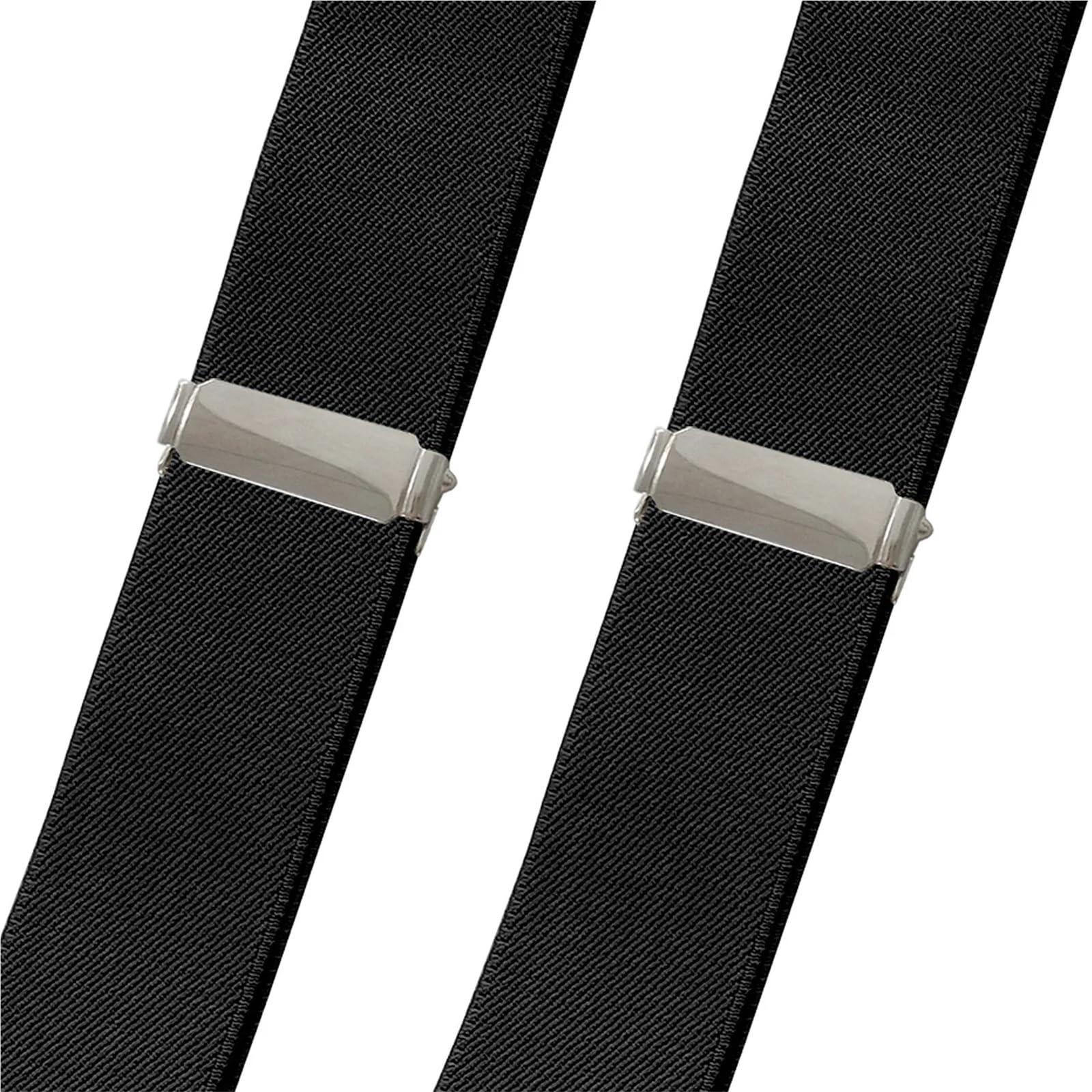 Gwroyx Heavy Duty Big and Tall Suspenders for Men,Wide X-Back 4 Strong Clips, Adjustable Elastic Trouser Braces Strap Belts(Black)