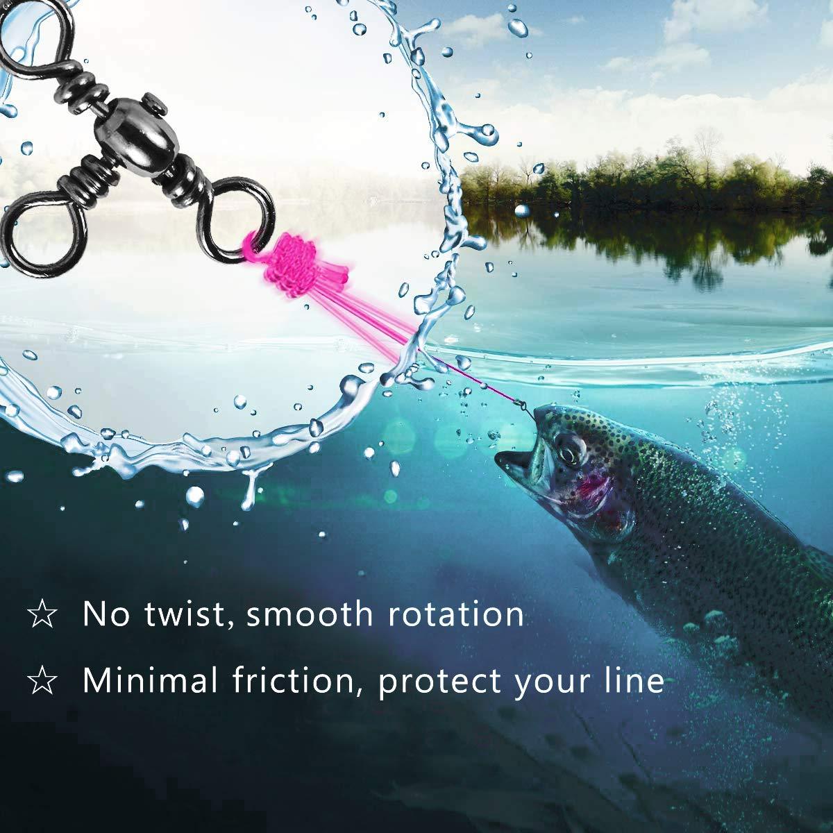 JSHANMEI JSHANMEI Fishing 3 Way Swivels Cross Line Barrel Swivels T-Turn Fishing Swivels Fishing Lure Connector Saltwater Fishing Tackle Accessories (#4-40pcs)