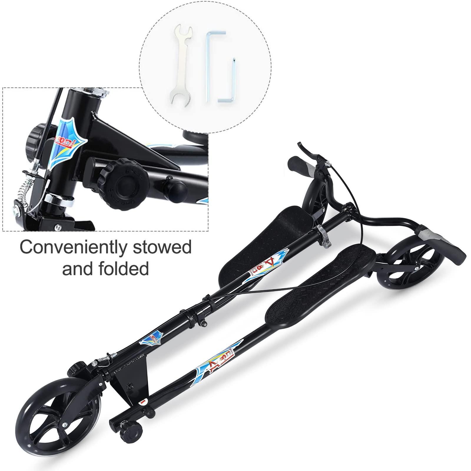 AODI AODI 3 Wheel Foldable Scooter Swing Scooter Tri Slider Kick Wiggle Scooters Push Drifting with Adjustable Handle for Boys/Girl/Adult Age 8 Years Old and Up