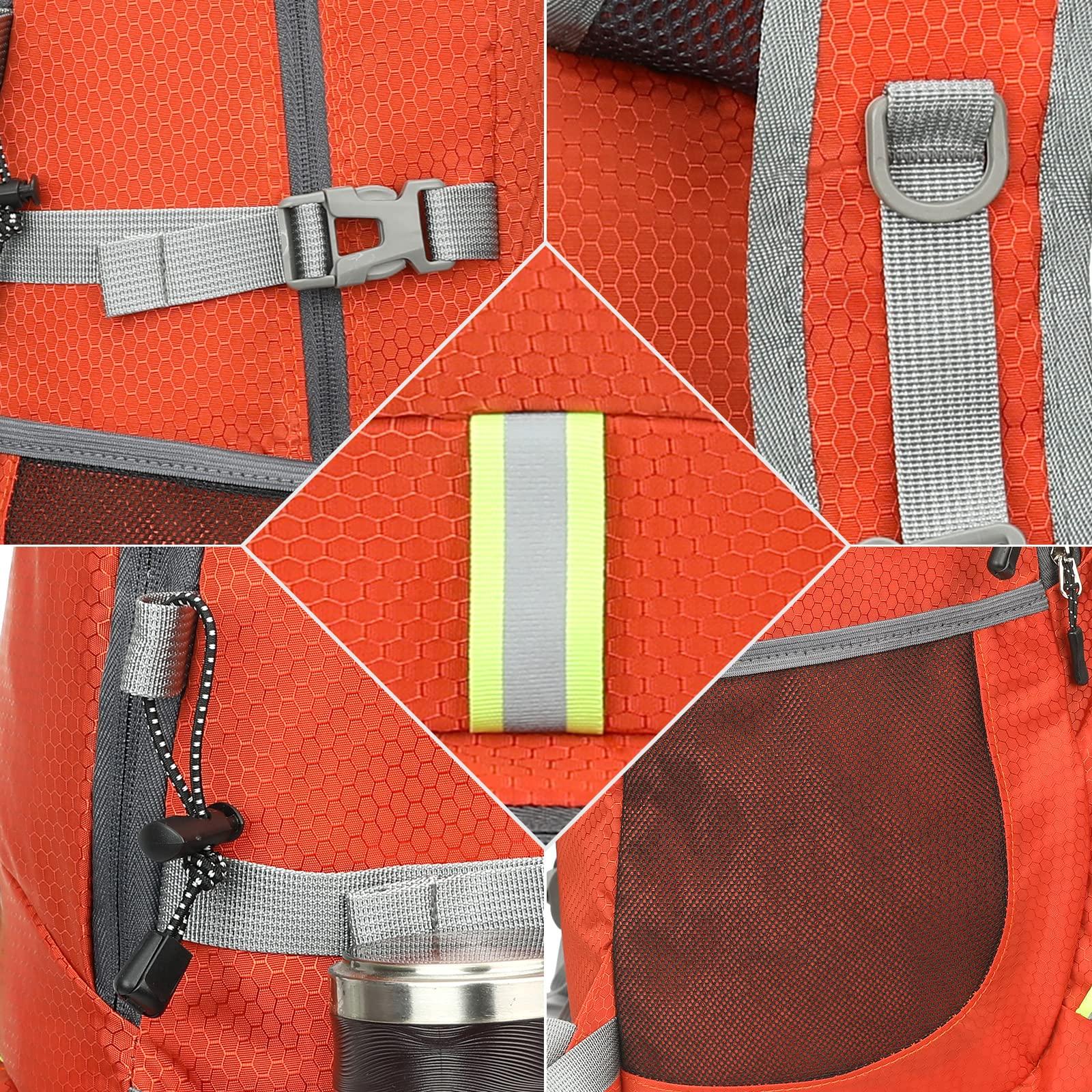 WEREWOLVES WEREWOLVES 35L Ultralight Hiking Backpack, Lightweight Foldable Water Resistant Outdoor Sports Travel Daypack for Women Men (orange, 35L)