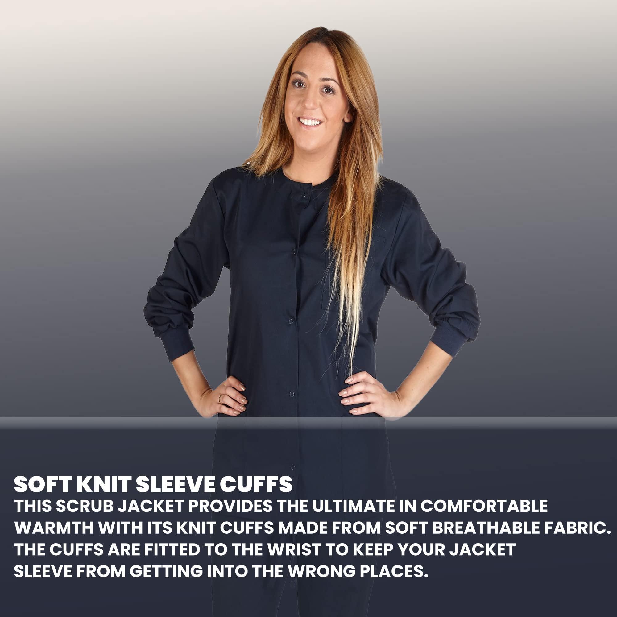 ACTIVE UNIFORMS Women's Scrub Jacket Warm Up Medical Scrub Jackets for Women (Dark Navy, 2X-Large)