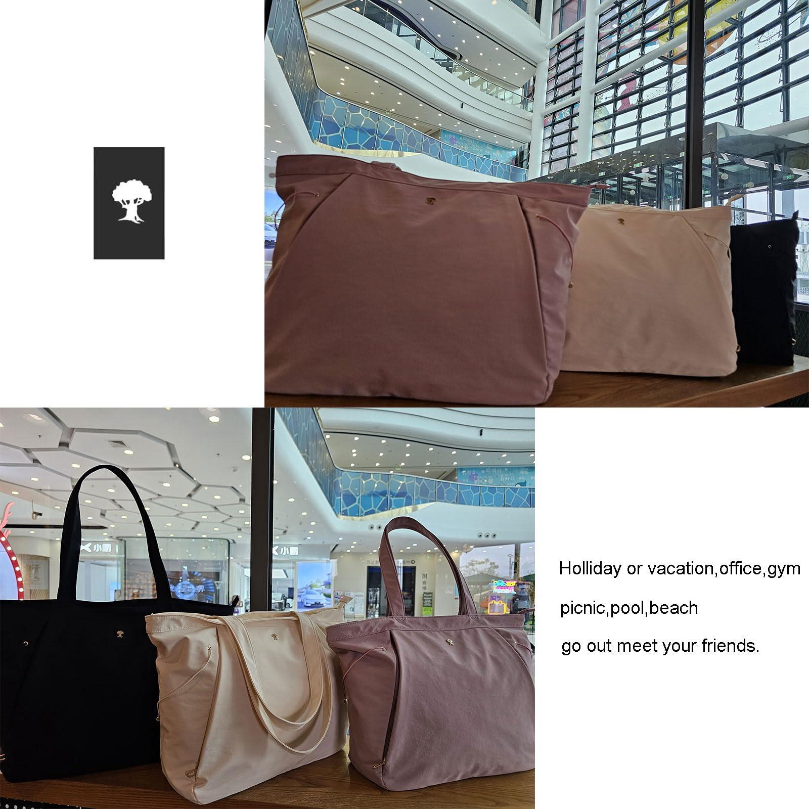 ESVAN ESVAN Tote Bag with Yoga Mat Carrier Pocket for Women Shoulder Bags Drawstring for Office Workout Travel Carryall Pilates Gym and Beach