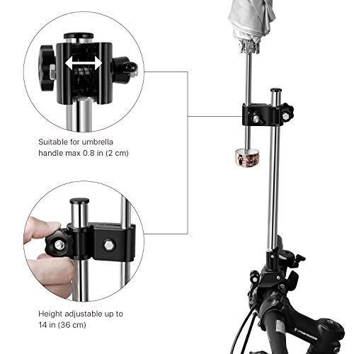 Flexzion Flexzion Bicycle Umbrella Clamp Holder Mount Stand Handlebar Wheelchair Umbrella Universal Clamp Connector Frame Stroller Umbrella Attachment Quick Mount Dismount Adjustable Durable Length Tube Handle