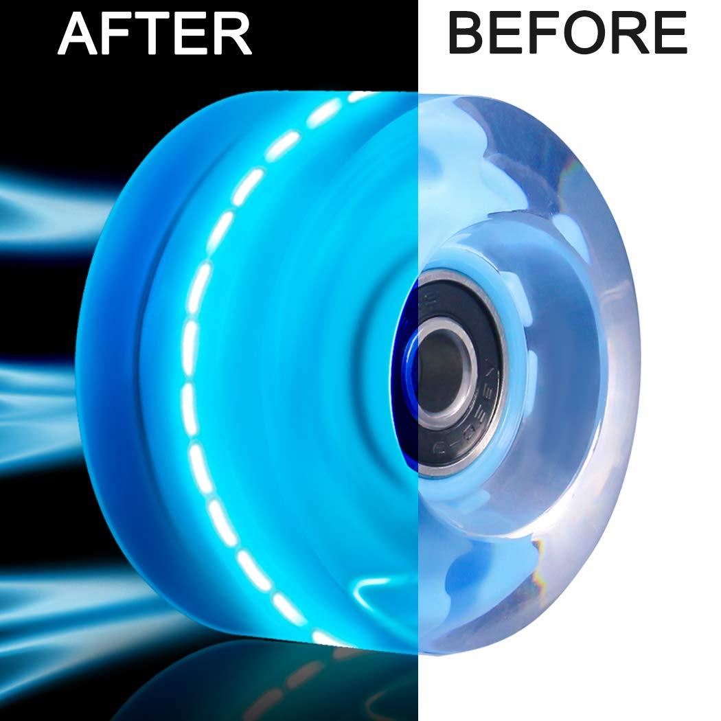 Tanzfrosch Tanzfrosch 8 Pack Roller Skate Wheels with Bearings Installed Quad Light Up Wheels for Double Row Skating and Skateboard 82A 32mm x 58mm