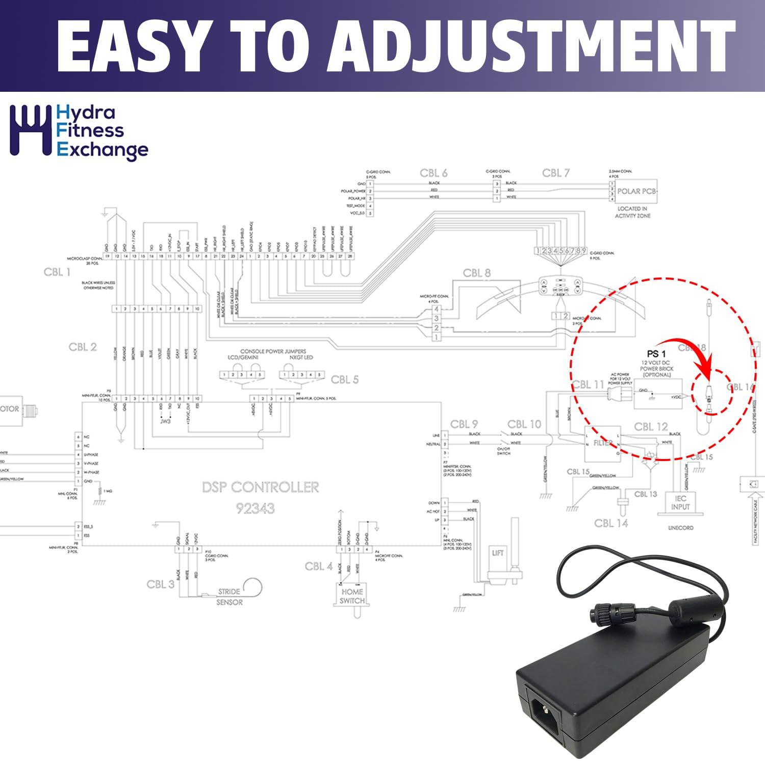 Hydra Fitness Exchange Power Supply Cord DC Adapter 5A, 24V 0017-00003-1091 Work W Life Fitness Treadmill