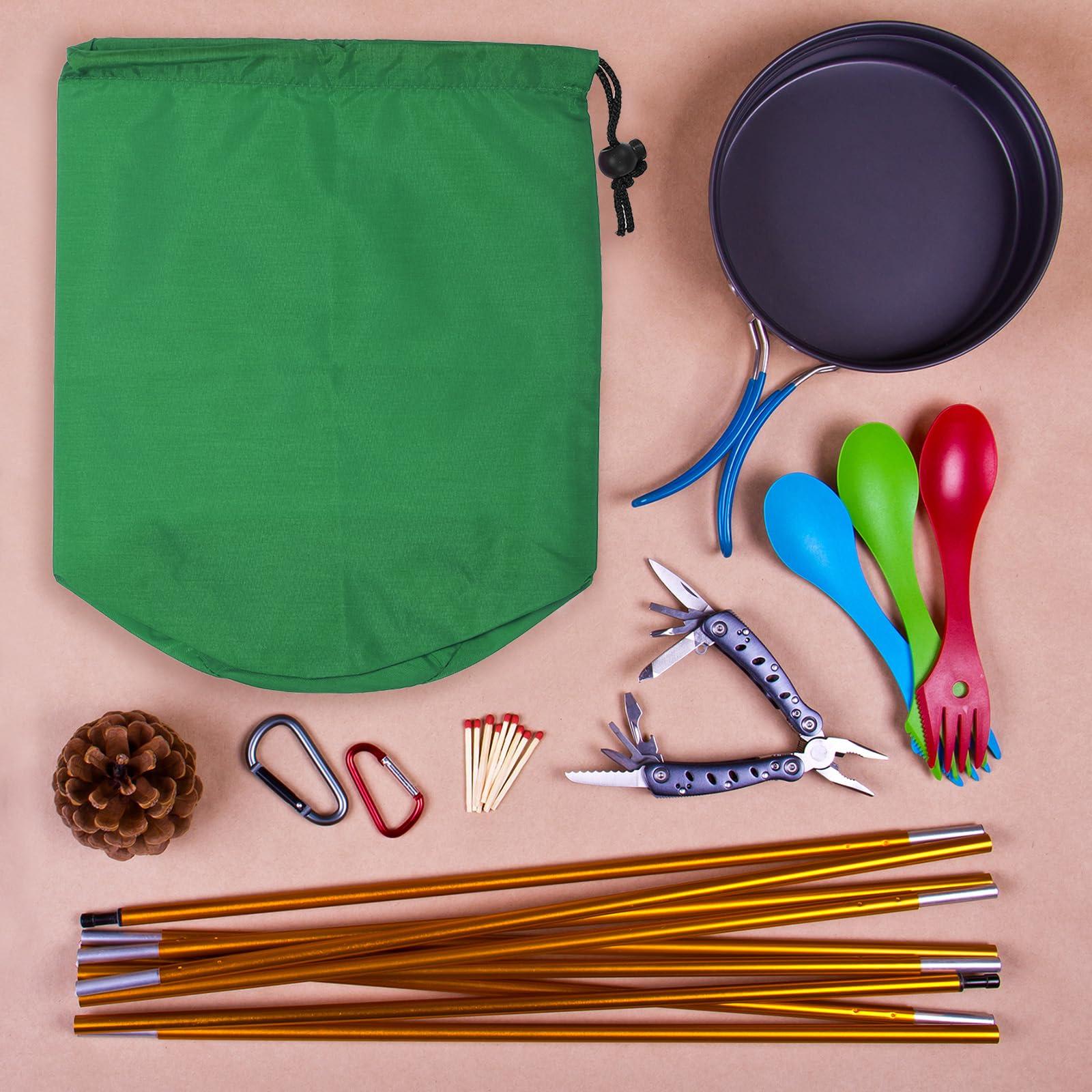 PATIKIL PATIKIL Stuff Sack, 5 x 10 Inch Waterproof Outdoor Storage Sack Portable Drawstring Dust Flap Bag for Camping, Green