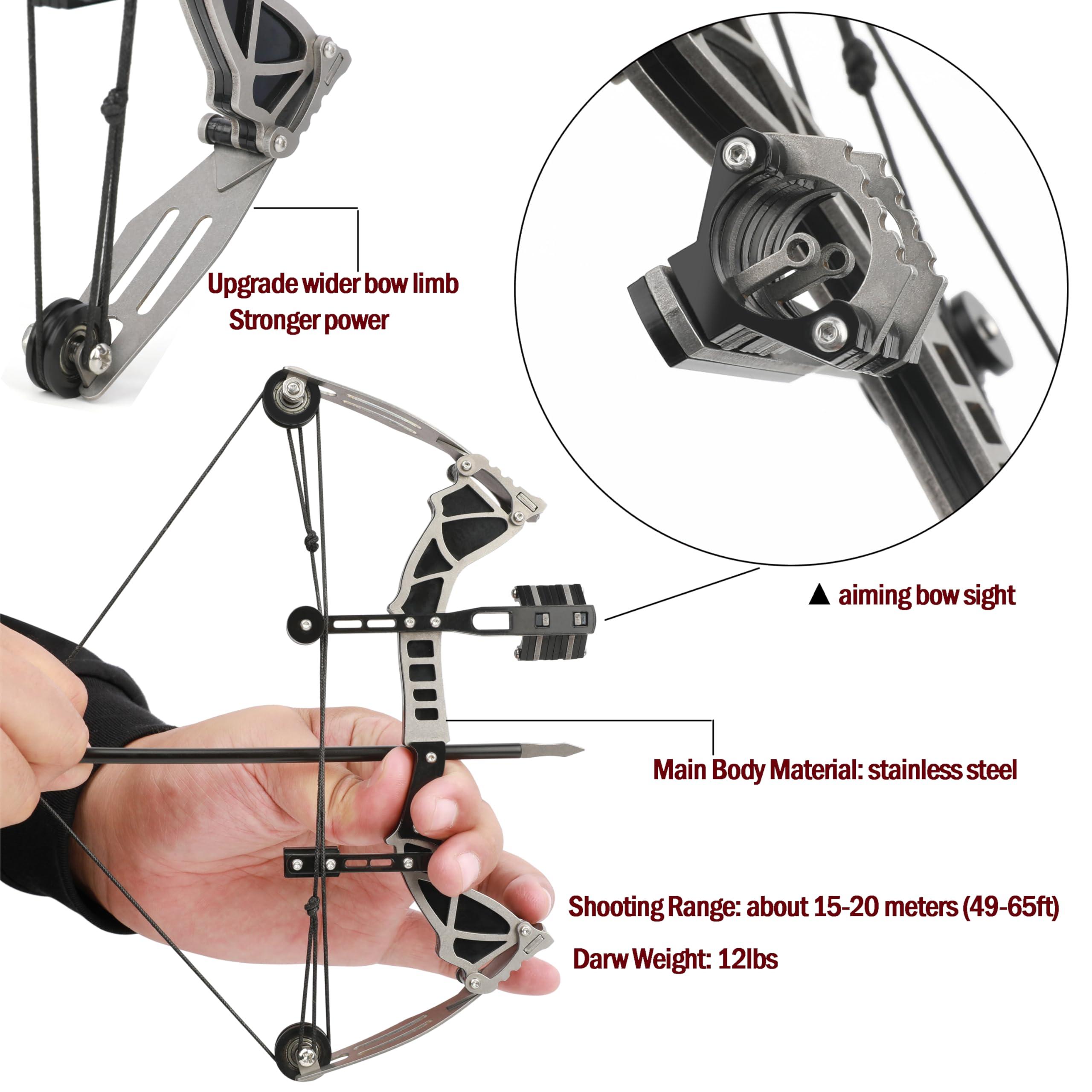 wolfman wolfman 9.5\" Compound Bow and Arrow Set Archery Bow Set Hunting Bow for Right/Left Handed with EVA Target for Hunting Shooting Practice Archery Entertainment Fun (wtih 12 Arrows)