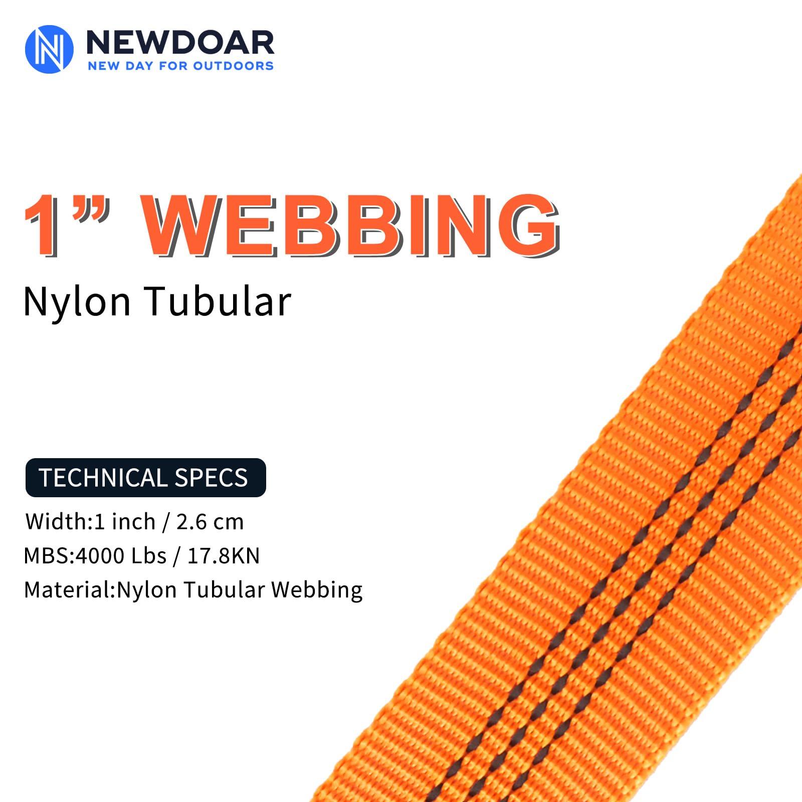 NewDoar NewDoar 1 Inch Nylon Webbing Strap/Tubular Climbing Webbing - Heavy Duty Strap for Rescue, Climbing, Harnesses, Rock Work, & Firefighting (Orange,5Yard)