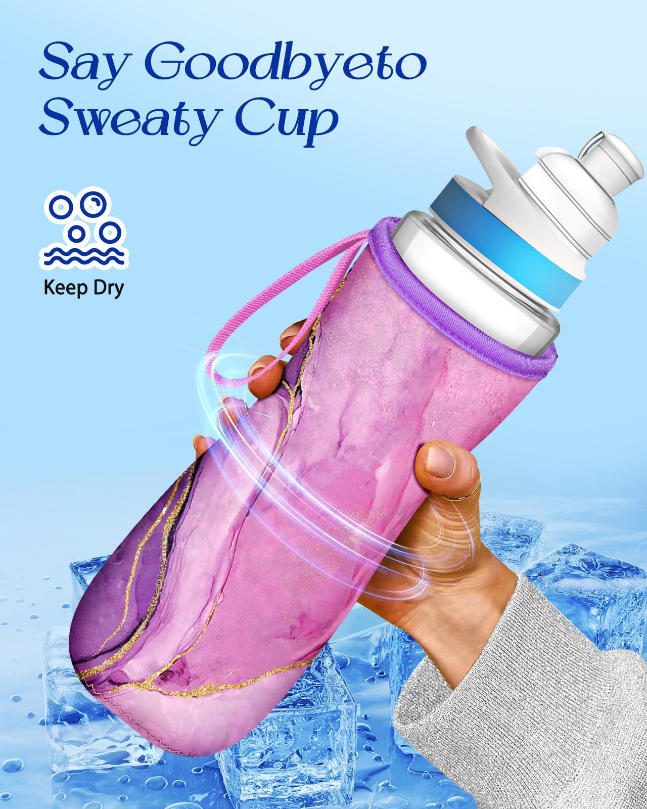 Toykee Toykee Water Bottle Sleeve for Cirkul 22 oz - 2 Pack Bottle Cover Holder Carrier with Handle Strap Blue Purple Marble Print