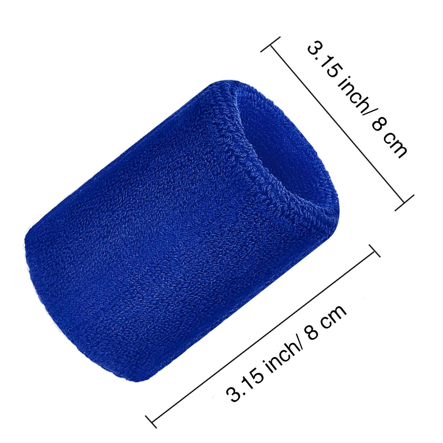 Bememo Bememo 12 Pack Sweatbands Paris Sports Competitions Wristband Cotton Sweat Band for Men and Women, Good for International Sports Party, Tennis, Basketball, Running, Gym(3.15 Inch,Blue)