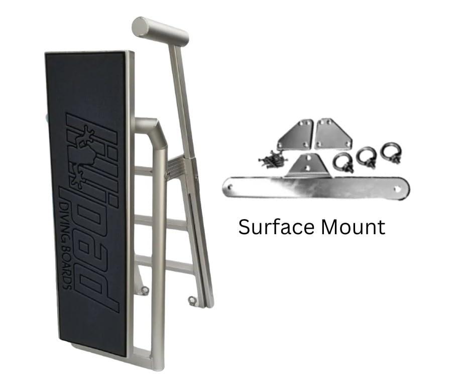 Lillipad Lillipad Diving Board for Boat or Dock - Includes Board, Surface Mount, and Upgraded Textured Foam Surface (Silver Anodized Dark Gray/Black)