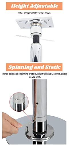 WAHHWF Extensions Dance Pole Ceiling Mount, 7ft/8ft/9ft/10ft/11ft/11.5ft/12ft/12.5ft Spinning Static Dancing Pole for Home Bedroom Apartment Club, Stripper Pole for Plus Size Women, Loads 440lbs (Color : Si